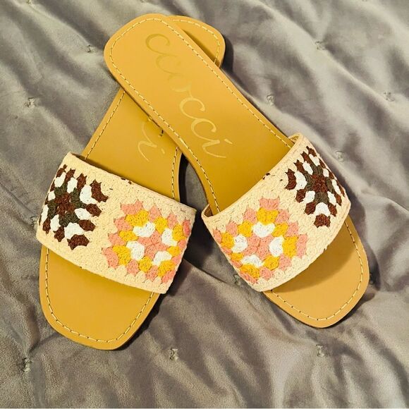 CCOCCI Crochet Walking Above Brown Multi Slide Sandals Brown Blush Multi  8 - Picture 3 of 12